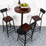 Dining Room Industrial Style Wood Barstool Iron 4 Legs Bar Stool with Pedal