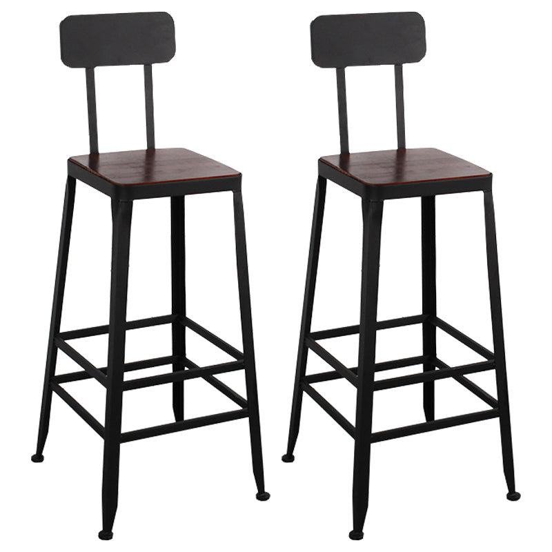 Dining Room Industrial Style Wood Barstool Iron 4 Legs Bar Stool with Pedal With Back 2 Piece Set Clearhalo 'Bar Furniture' 'Bar Stools' 'bar_stools' 'furn' 'furn_bar_stools' 'Furniture' 'Kitchen & Dining Furniture' 5319839