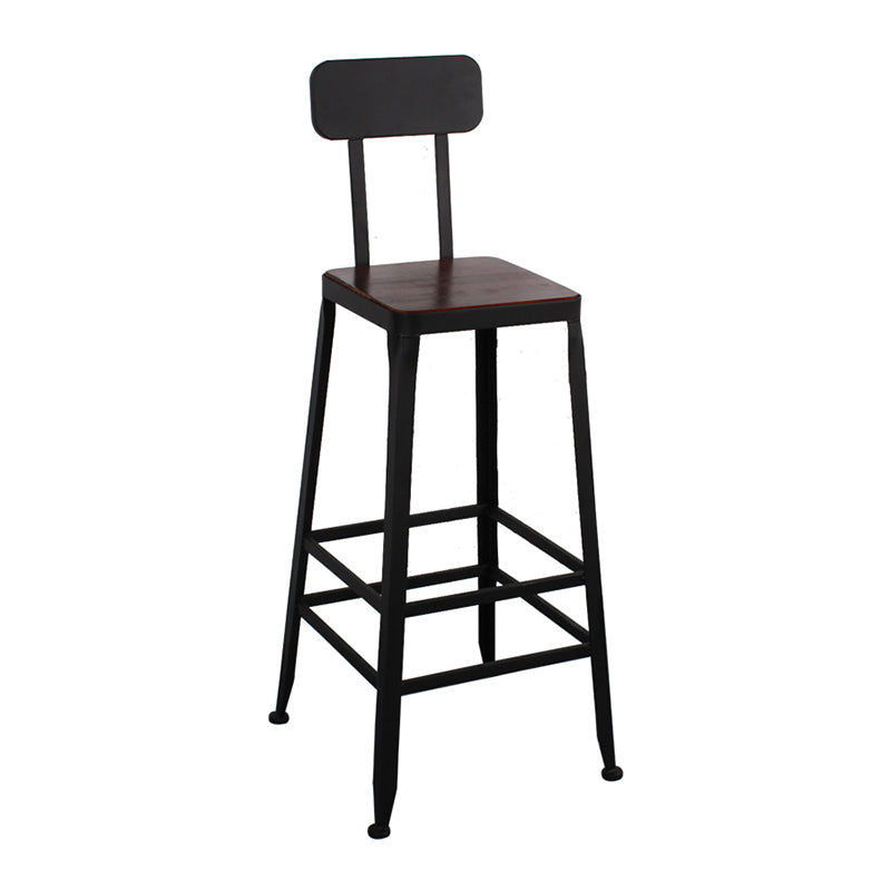 Dining Room Industrial Style Wood Barstool Iron 4 Legs Bar Stool with Pedal Clearhalo 'Bar Furniture' 'Bar Stools' 'bar_stools' 'furn' 'furn_bar_stools' 'Furniture' 'Kitchen & Dining Furniture' 5319840