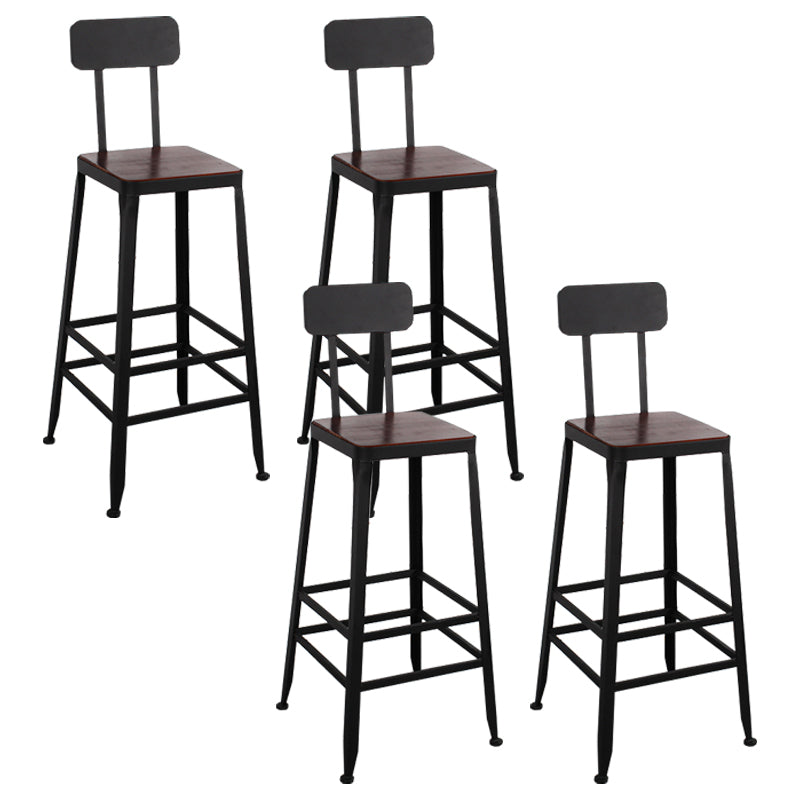 Dining Room Industrial Style Wood Barstool Iron 4 Legs Bar Stool with Pedal With Back 4 Piece Set Clearhalo 'Bar Furniture' 'Bar Stools' 'bar_stools' 'furn' 'furn_bar_stools' 'Furniture' 'Kitchen & Dining Furniture' 5319841