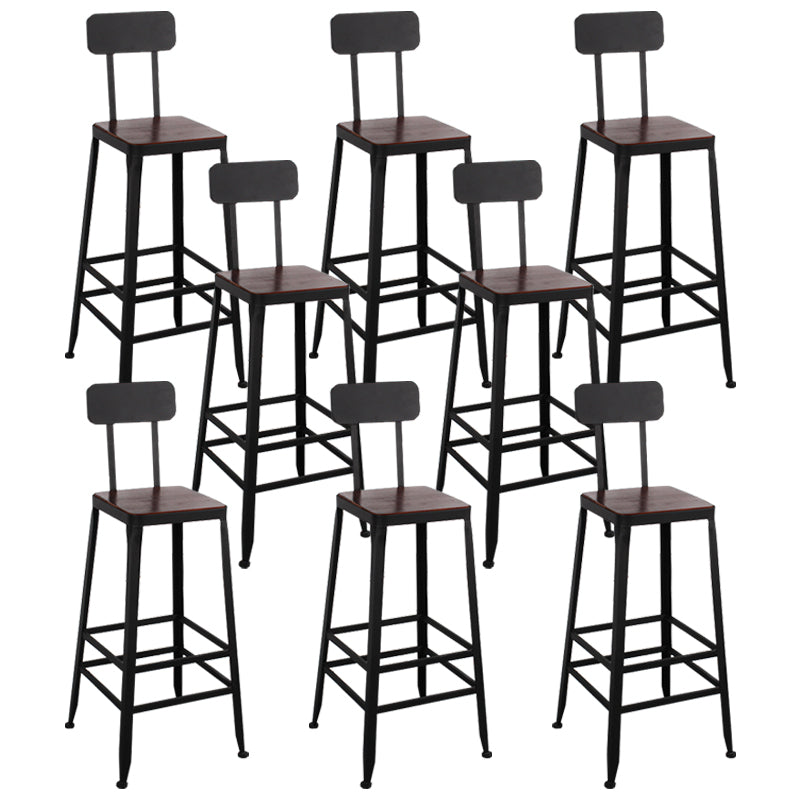 Dining Room Industrial Style Wood Barstool Iron 4 Legs Bar Stool with Pedal With Back 8 Piece Set Clearhalo 'Bar Furniture' 'Bar Stools' 'bar_stools' 'furn' 'furn_bar_stools' 'Furniture' 'Kitchen & Dining Furniture' 5319845