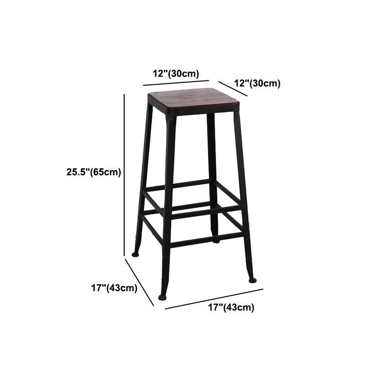 Dining Room Industrial Style Wood Barstool Iron 4 Legs Bar Stool with Pedal Clearhalo 'Bar Furniture' 'Bar Stools' 'bar_stools' 'furn' 'furn_bar_stools' 'Furniture' 'Kitchen & Dining Furniture' 5319847