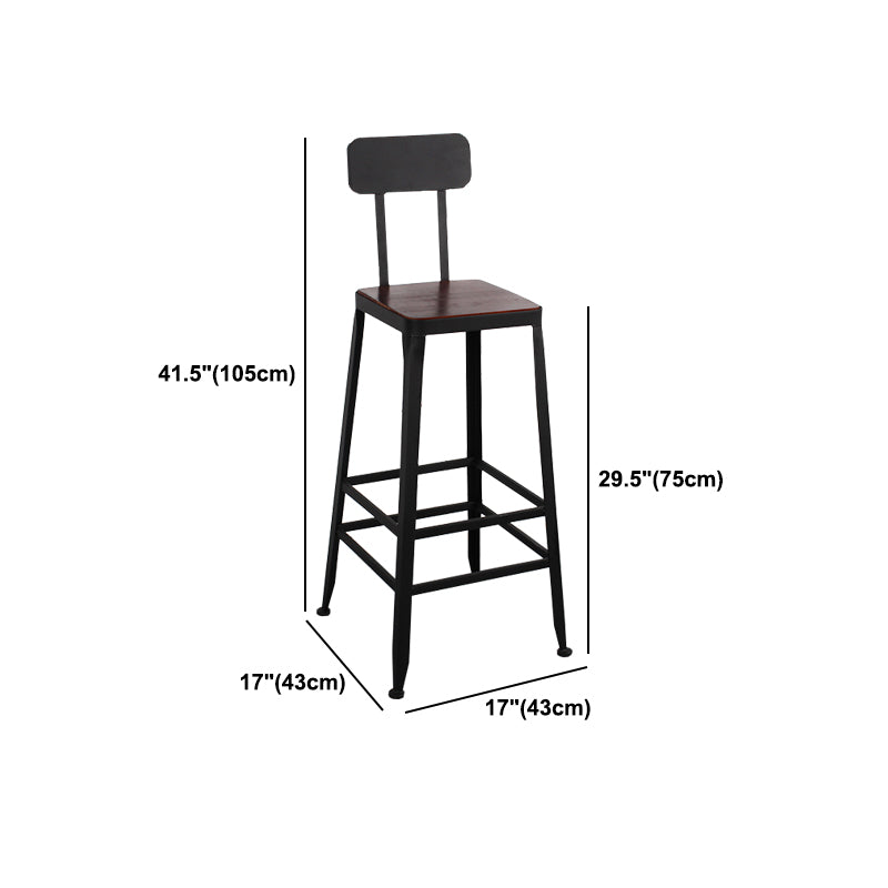 Dining Room Industrial Style Wood Barstool Iron 4 Legs Bar Stool with Pedal Clearhalo 'Bar Furniture' 'Bar Stools' 'bar_stools' 'furn' 'furn_bar_stools' 'Furniture' 'Kitchen & Dining Furniture' 5319850