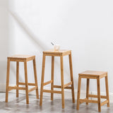 Sala da pranzo semplice in legno sgabello da bar in legno a 4 gambe con pedale