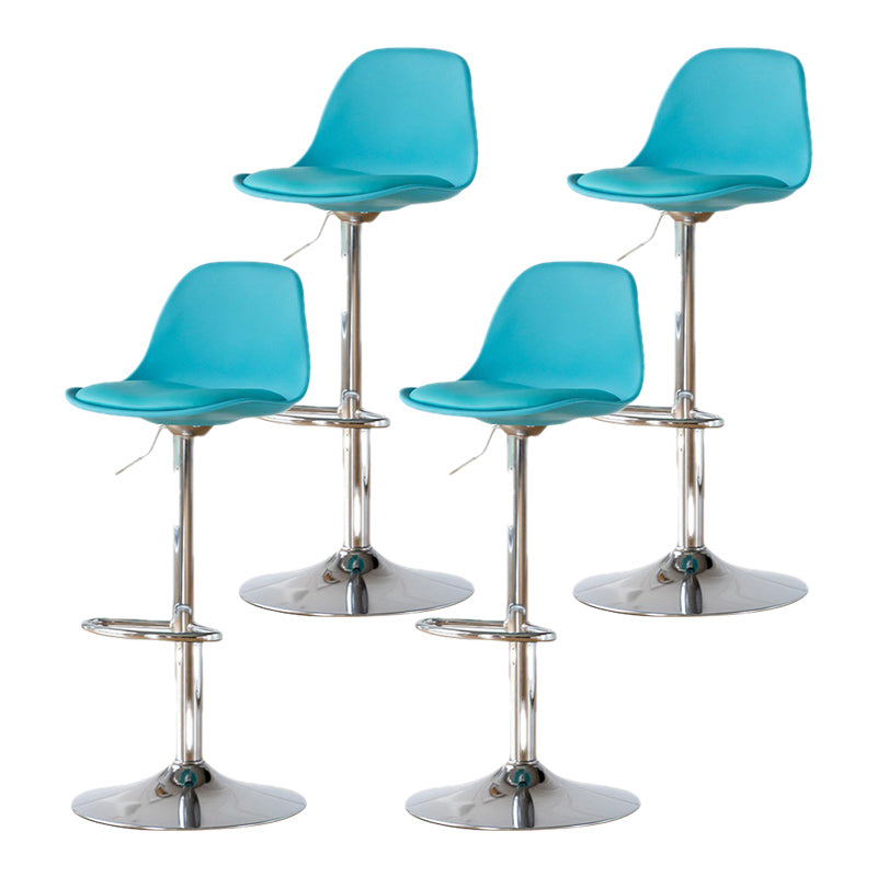 Living Room Nordic Liftable Barstool Leather Bar Stool with Silver Base Blue 4 Piece Set Clearhalo 'Bar Furniture' 'Bar Stools' 'bar_stools' 'furn' 'furn_bar_stools' 'Furniture' 'Kitchen & Dining Furniture' 5319953