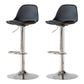 Living Room Nordic Liftable Barstool Leather Bar Stool with Silver Base Black 2 Piece Set Clearhalo 'Bar Furniture' 'Bar Stools' 'bar_stools' 'furn' 'furn_bar_stools' 'Furniture' 'Kitchen & Dining Furniture' 5319958