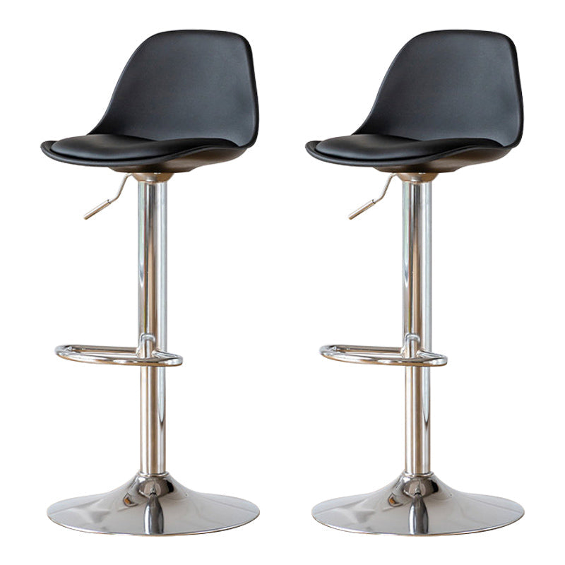 Living Room Nordic Liftable Barstool Leather Bar Stool with Silver Base Black 2 Piece Set Clearhalo 'Bar Furniture' 'Bar Stools' 'bar_stools' 'furn' 'furn_bar_stools' 'Furniture' 'Kitchen & Dining Furniture' 5319958