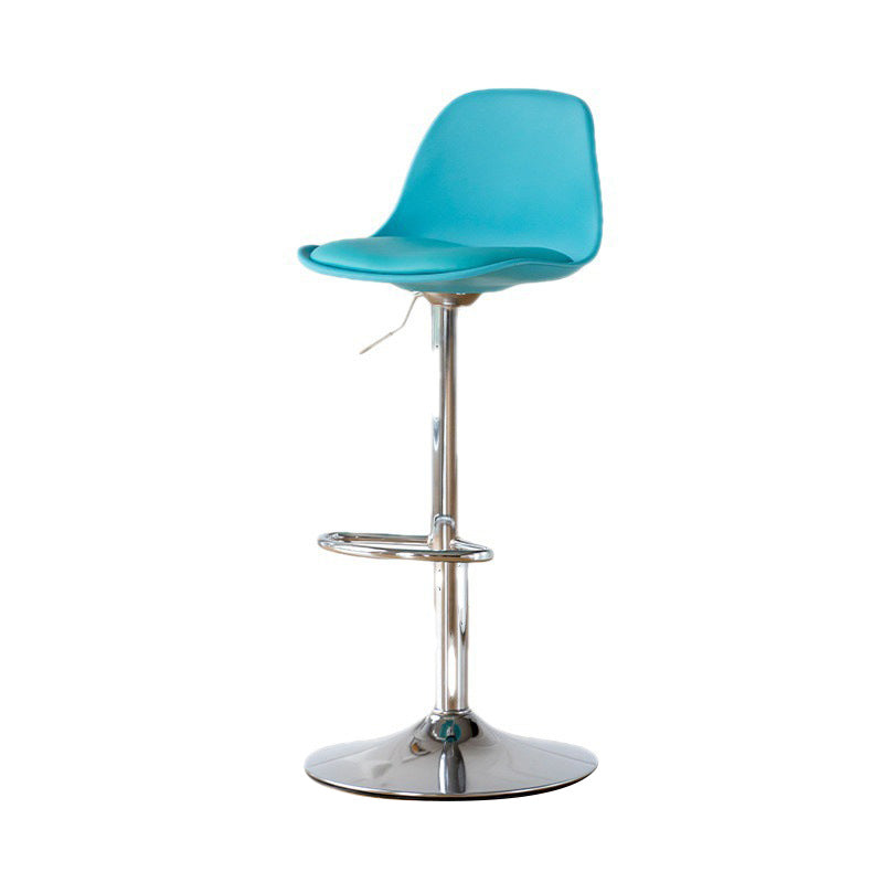Living Room Nordic Liftable Barstool Leather Bar Stool with Silver Base Clearhalo 'Bar Furniture' 'Bar Stools' 'bar_stools' 'furn' 'furn_bar_stools' 'Furniture' 'Kitchen & Dining Furniture' 5319959