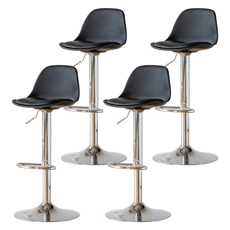 Living Room Nordic Liftable Barstool Leather Bar Stool with Silver Base Black 4 Piece Set Clearhalo 'Bar Furniture' 'Bar Stools' 'bar_stools' 'furn' 'furn_bar_stools' 'Furniture' 'Kitchen & Dining Furniture' 5319960
