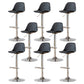 Living Room Nordic Liftable Barstool Leather Bar Stool with Silver Base Black 8 Piece Set Clearhalo 'Bar Furniture' 'Bar Stools' 'bar_stools' 'furn' 'furn_bar_stools' 'Furniture' 'Kitchen & Dining Furniture' 5319965
