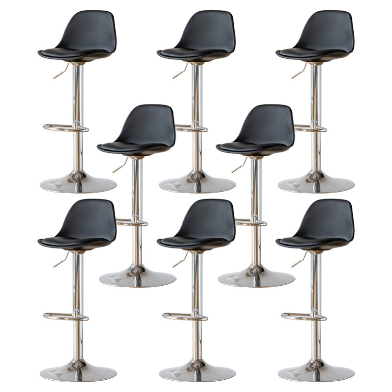 Living Room Nordic Liftable Barstool Leather Bar Stool with Silver Base Black 8 Piece Set Clearhalo 'Bar Furniture' 'Bar Stools' 'bar_stools' 'furn' 'furn_bar_stools' 'Furniture' 'Kitchen & Dining Furniture' 5319965