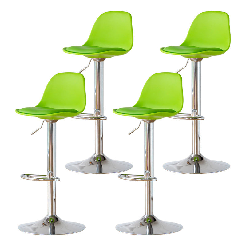 Living Room Nordic Liftable Barstool Leather Bar Stool with Silver Base Green 4 Piece Set Clearhalo 'Bar Furniture' 'Bar Stools' 'bar_stools' 'furn' 'furn_bar_stools' 'Furniture' 'Kitchen & Dining Furniture' 5319968