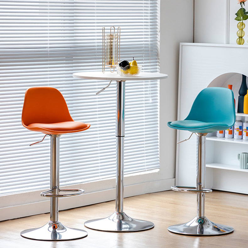Living Room Nordic Liftable Barstool Leather Bar Stool with Silver Base Clearhalo 'Bar Furniture' 'Bar Stools' 'bar_stools' 'furn' 'furn_bar_stools' 'Furniture' 'Kitchen & Dining Furniture' 5319969
