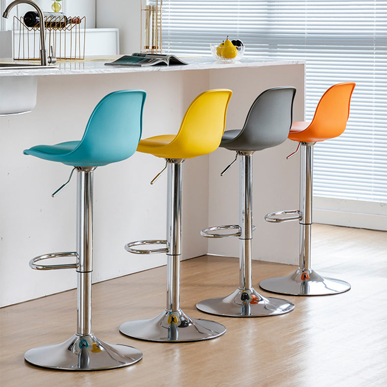Living Room Nordic Liftable Barstool Leather Bar Stool with Silver Base Clearhalo 'Bar Furniture' 'Bar Stools' 'bar_stools' 'furn' 'furn_bar_stools' 'Furniture' 'Kitchen & Dining Furniture' 5319970