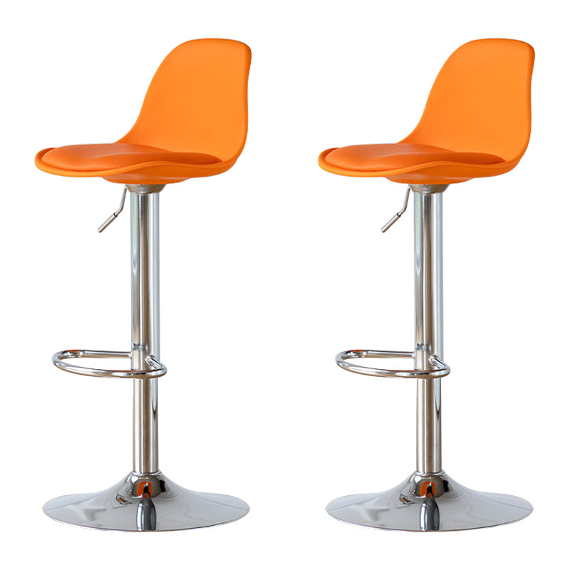 Living Room Nordic Liftable Barstool Leather Bar Stool with Silver Base Orange 2 Piece Set Clearhalo 'Bar Furniture' 'Bar Stools' 'bar_stools' 'furn' 'furn_bar_stools' 'Furniture' 'Kitchen & Dining Furniture' 5319974