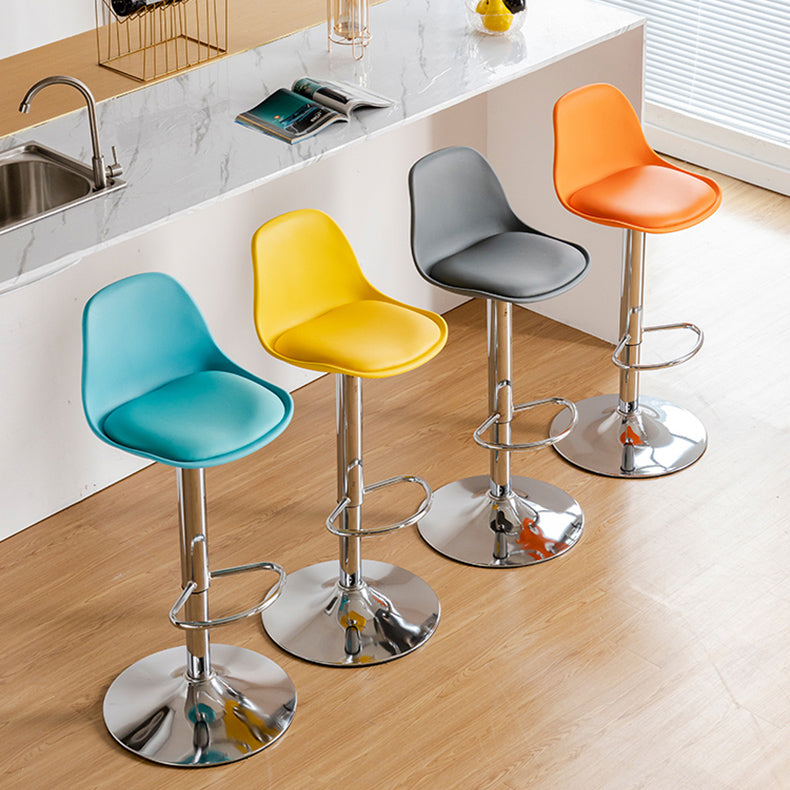 Living Room Nordic Liftable Barstool Leather Bar Stool with Silver Base Clearhalo 'Bar Furniture' 'Bar Stools' 'bar_stools' 'furn' 'furn_bar_stools' 'Furniture' 'Kitchen & Dining Furniture' 5319975