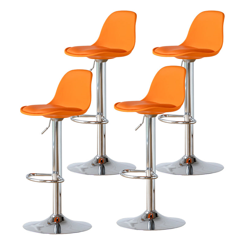 Living Room Nordic Liftable Barstool Leather Bar Stool with Silver Base Orange 4 Piece Set Clearhalo 'Bar Furniture' 'Bar Stools' 'bar_stools' 'furn' 'furn_bar_stools' 'Furniture' 'Kitchen & Dining Furniture' 5319977