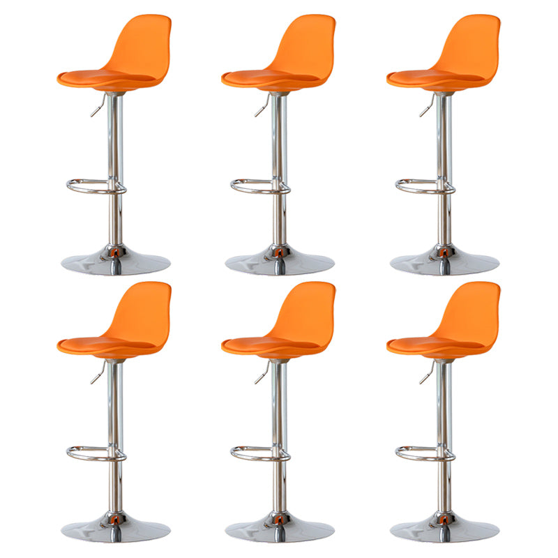 Living Room Nordic Liftable Barstool Leather Bar Stool with Silver Base Orange 6 Piece Set Clearhalo 'Bar Furniture' 'Bar Stools' 'bar_stools' 'furn' 'furn_bar_stools' 'Furniture' 'Kitchen & Dining Furniture' 5319978