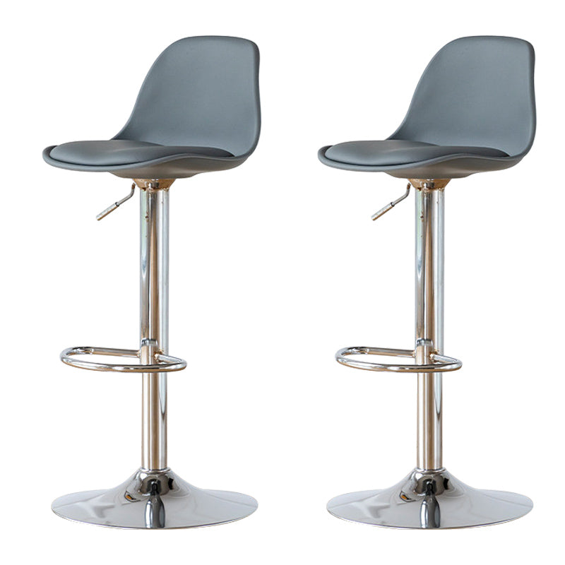 Living Room Nordic Liftable Barstool Leather Bar Stool with Silver Base Grey 2 Piece Set Clearhalo 'Bar Furniture' 'Bar Stools' 'bar_stools' 'furn' 'furn_bar_stools' 'Furniture' 'Kitchen & Dining Furniture' 5319980