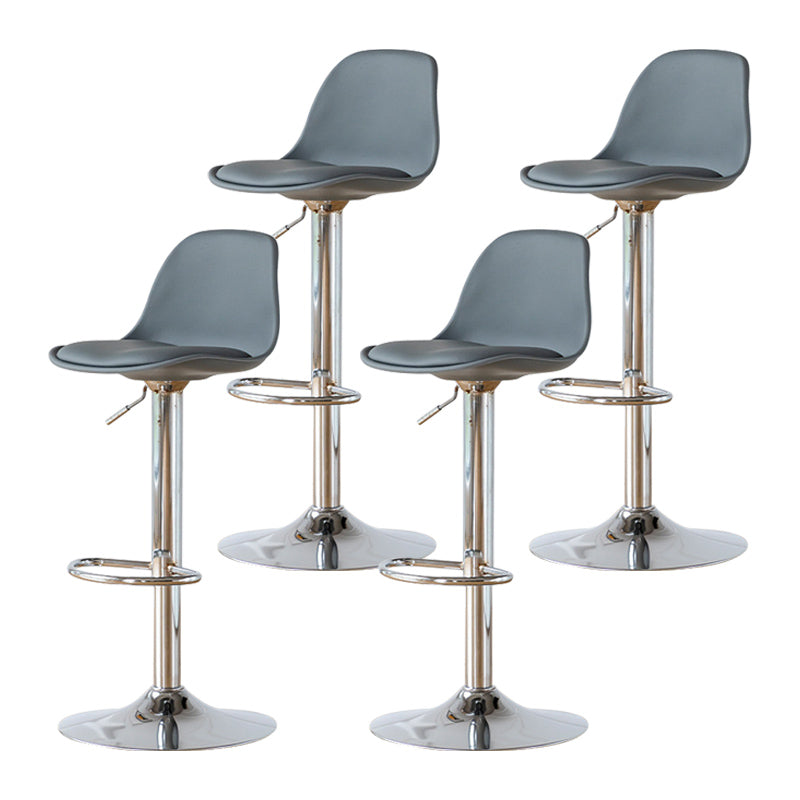 Living Room Nordic Liftable Barstool Leather Bar Stool with Silver Base Grey 4 Piece Set Clearhalo 'Bar Furniture' 'Bar Stools' 'bar_stools' 'furn' 'furn_bar_stools' 'Furniture' 'Kitchen & Dining Furniture' 5319981