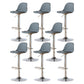 Living Room Nordic Liftable Barstool Leather Bar Stool with Silver Base Grey 8 Piece Set Clearhalo 'Bar Furniture' 'Bar Stools' 'bar_stools' 'furn' 'furn_bar_stools' 'Furniture' 'Kitchen & Dining Furniture' 5319983