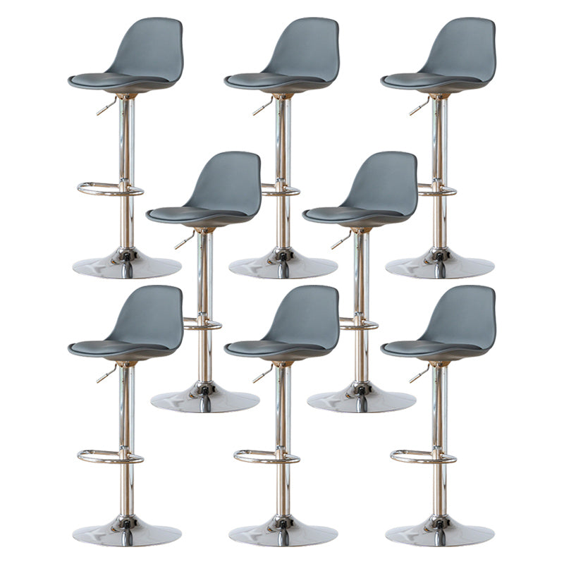 Living Room Nordic Liftable Barstool Leather Bar Stool with Silver Base Grey 8 Piece Set Clearhalo 'Bar Furniture' 'Bar Stools' 'bar_stools' 'furn' 'furn_bar_stools' 'Furniture' 'Kitchen & Dining Furniture' 5319983