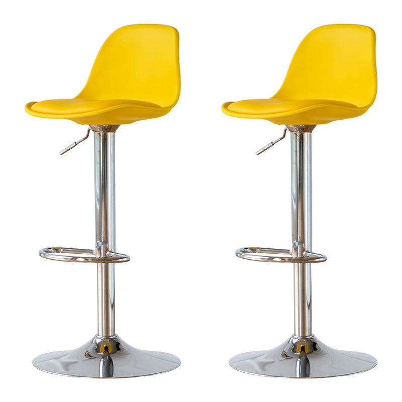 Living Room Nordic Liftable Barstool Leather Bar Stool with Silver Base Yellow 2 Piece Set Clearhalo 'Bar Furniture' 'Bar Stools' 'bar_stools' 'furn' 'furn_bar_stools' 'Furniture' 'Kitchen & Dining Furniture' 5319984