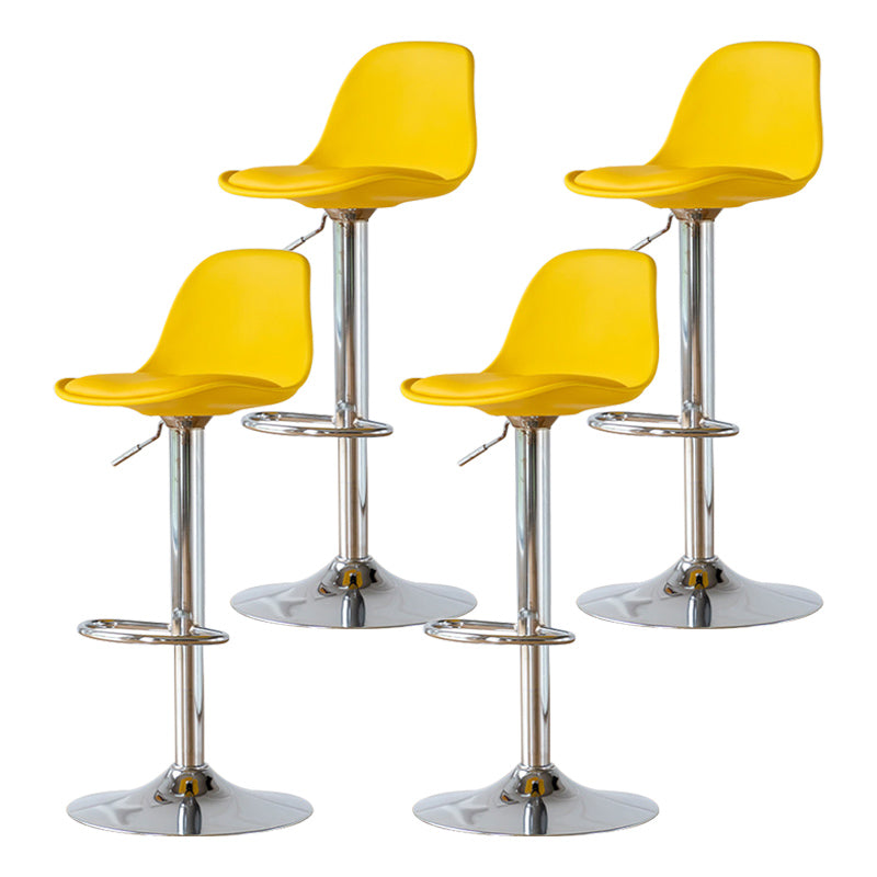 Living Room Nordic Liftable Barstool Leather Bar Stool with Silver Base Yellow 4 Piece Set Clearhalo 'Bar Furniture' 'Bar Stools' 'bar_stools' 'furn' 'furn_bar_stools' 'Furniture' 'Kitchen & Dining Furniture' 5319985