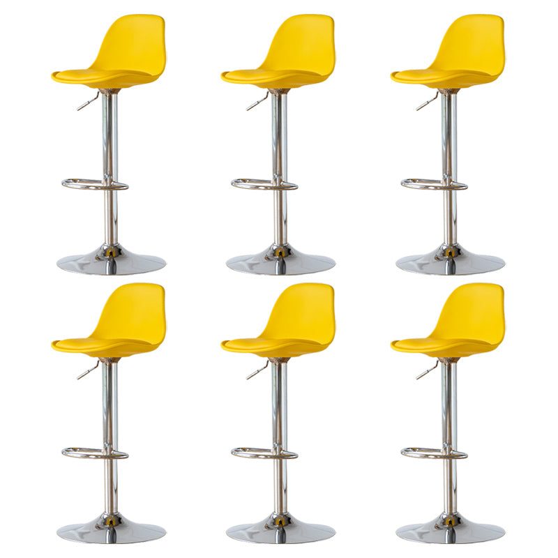 Living Room Nordic Liftable Barstool Leather Bar Stool with Silver Base Yellow 6 Piece Set Clearhalo 'Bar Furniture' 'Bar Stools' 'bar_stools' 'furn' 'furn_bar_stools' 'Furniture' 'Kitchen & Dining Furniture' 5319986