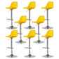 Living Room Nordic Liftable Barstool Leather Bar Stool with Silver Base Yellow 8 Piece Set Clearhalo 'Bar Furniture' 'Bar Stools' 'bar_stools' 'furn' 'furn_bar_stools' 'Furniture' 'Kitchen & Dining Furniture' 5319987