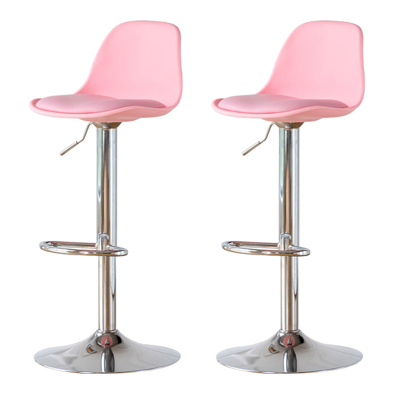 Living Room Nordic Liftable Barstool Leather Bar Stool with Silver Base Pink 2 Piece Set Clearhalo 'Bar Furniture' 'Bar Stools' 'bar_stools' 'furn' 'furn_bar_stools' 'Furniture' 'Kitchen & Dining Furniture' 5319988