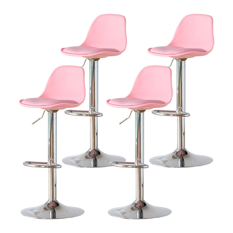 Living Room Nordic Liftable Barstool Leather Bar Stool with Silver Base Pink 4 Piece Set Clearhalo 'Bar Furniture' 'Bar Stools' 'bar_stools' 'furn' 'furn_bar_stools' 'Furniture' 'Kitchen & Dining Furniture' 5319989