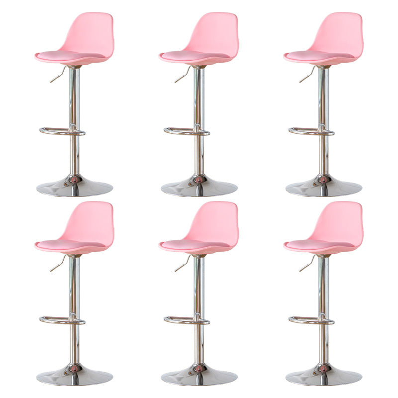 Living Room Nordic Liftable Barstool Leather Bar Stool with Silver Base Pink 6 Piece Set Clearhalo 'Bar Furniture' 'Bar Stools' 'bar_stools' 'furn' 'furn_bar_stools' 'Furniture' 'Kitchen & Dining Furniture' 5319990