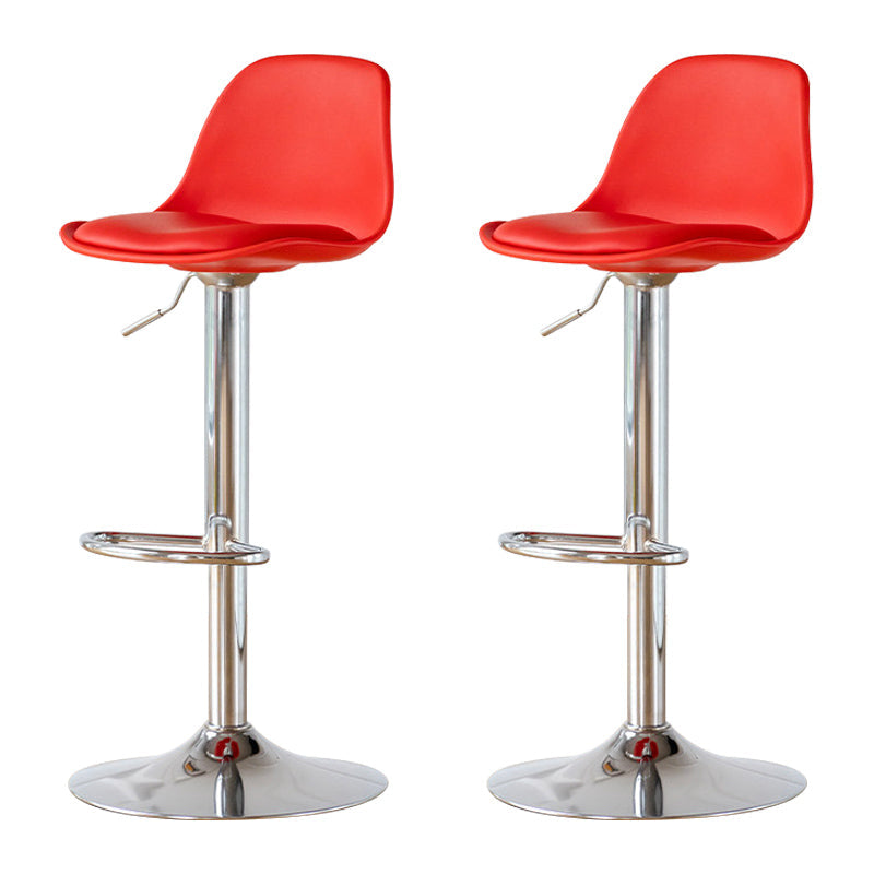 Living Room Nordic Liftable Barstool Leather Bar Stool with Silver Base Red 2 Piece Set Clearhalo 'Bar Furniture' 'Bar Stools' 'bar_stools' 'furn' 'furn_bar_stools' 'Furniture' 'Kitchen & Dining Furniture' 5319992