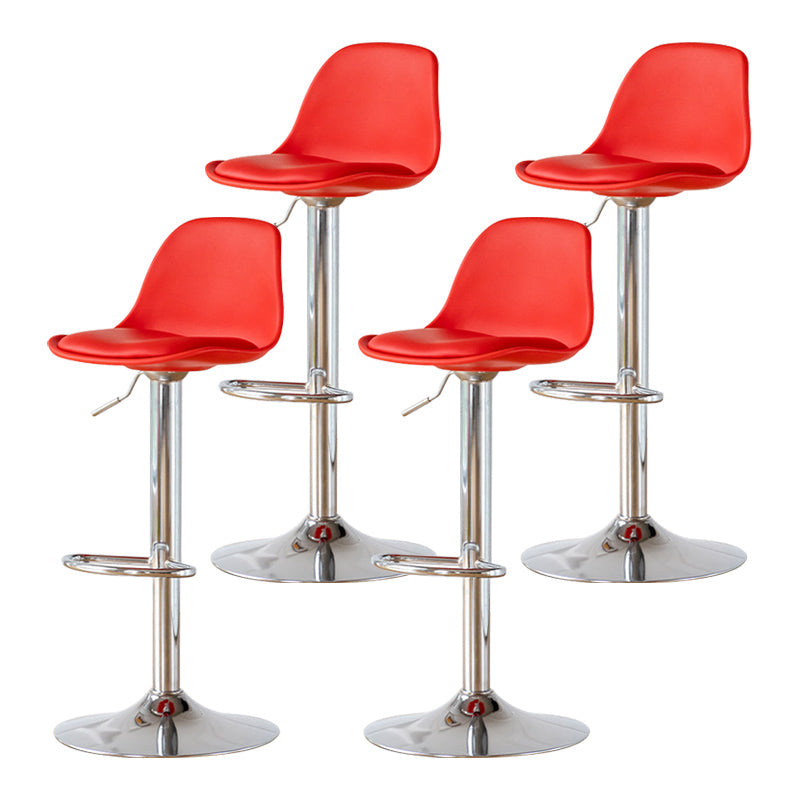 Living Room Nordic Liftable Barstool Leather Bar Stool with Silver Base Red 4 Piece Set Clearhalo 'Bar Furniture' 'Bar Stools' 'bar_stools' 'furn' 'furn_bar_stools' 'Furniture' 'Kitchen & Dining Furniture' 5319993