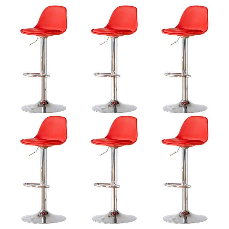 Living Room Nordic Liftable Barstool Leather Bar Stool with Silver Base Red 6 Piece Set Clearhalo 'Bar Furniture' 'Bar Stools' 'bar_stools' 'furn' 'furn_bar_stools' 'Furniture' 'Kitchen & Dining Furniture' 5319994