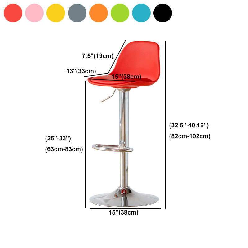 Living Room Nordic Liftable Barstool Leather Bar Stool with Silver Base Clearhalo 'Bar Furniture' 'Bar Stools' 'bar_stools' 'furn' 'furn_bar_stools' 'Furniture' 'Kitchen & Dining Furniture' 5319996