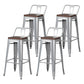 Industriële houttop Barstool Iron 4 Legs Bar Stool voor coffeeshop