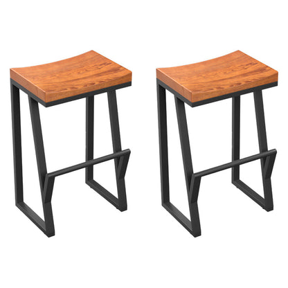 Taburete de bar con pedestal de trineo de hierro, taburete de madera industrial para interiores