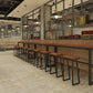 Taburete de bar con pedestal de trineo de hierro, taburete de madera industrial para interiores