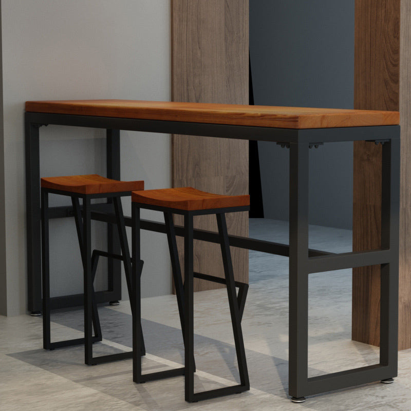 Taburete de bar con pedestal de trineo de hierro, taburete de madera industrial para interiores