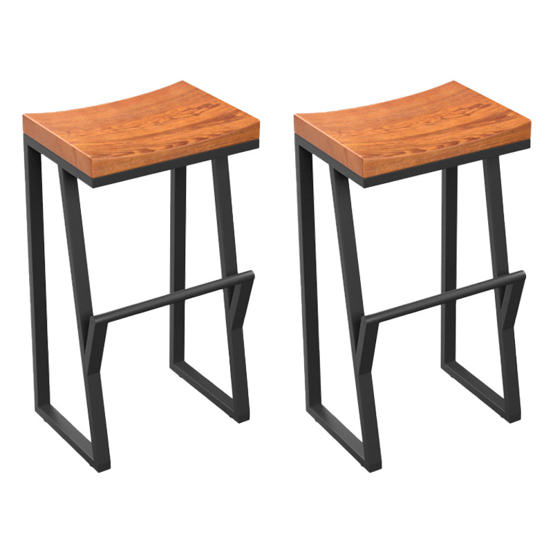 Taburete de bar con pedestal de trineo de hierro, taburete de madera industrial para interiores