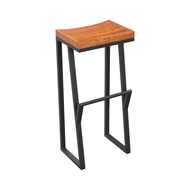 Taburete de bar con pedestal de trineo de hierro, taburete de madera industrial para interiores