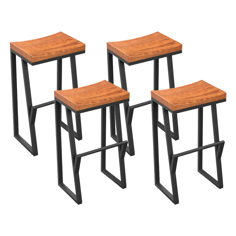 Taburete de bar con pedestal de trineo de hierro, taburete de madera industrial para interiores