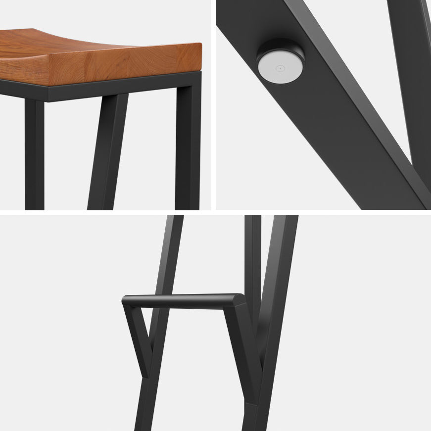 Taburete de bar con pedestal de trineo de hierro, taburete de madera industrial para interiores