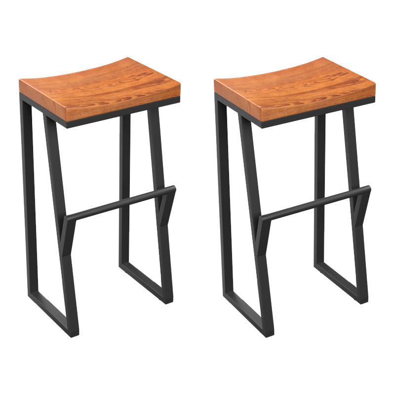 Taburete de bar con pedestal de trineo de hierro, taburete de madera industrial para interiores