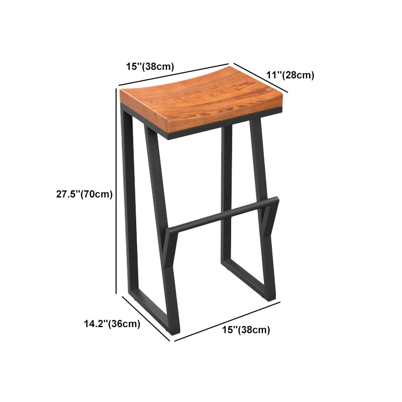 Taburete de bar con pedestal de trineo de hierro, taburete de madera industrial para interiores