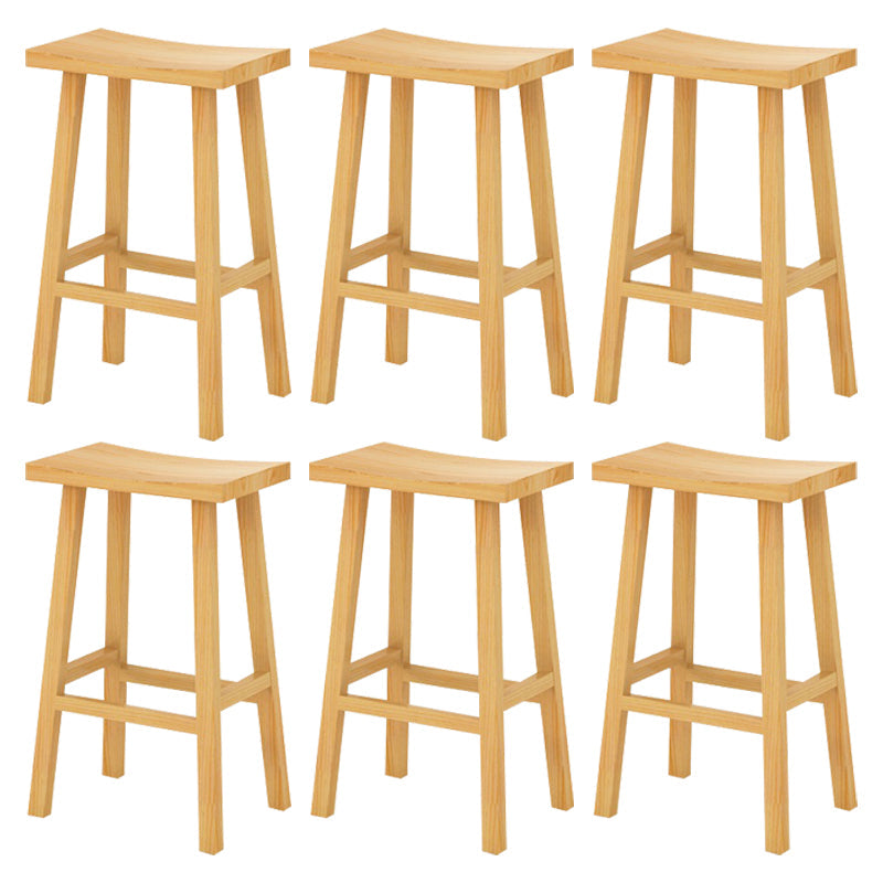 Coffee Shop Simple Wood Barstool Indoor Wood 4 Legs Bar Stool with Pedal Wood 6 Piece Set Clearhalo 'Bar Furniture' 'Bar Stools' 'bar_stools' 'furn' 'furn_bar_stools' 'Furniture' 'Kitchen & Dining Furniture' 5320068