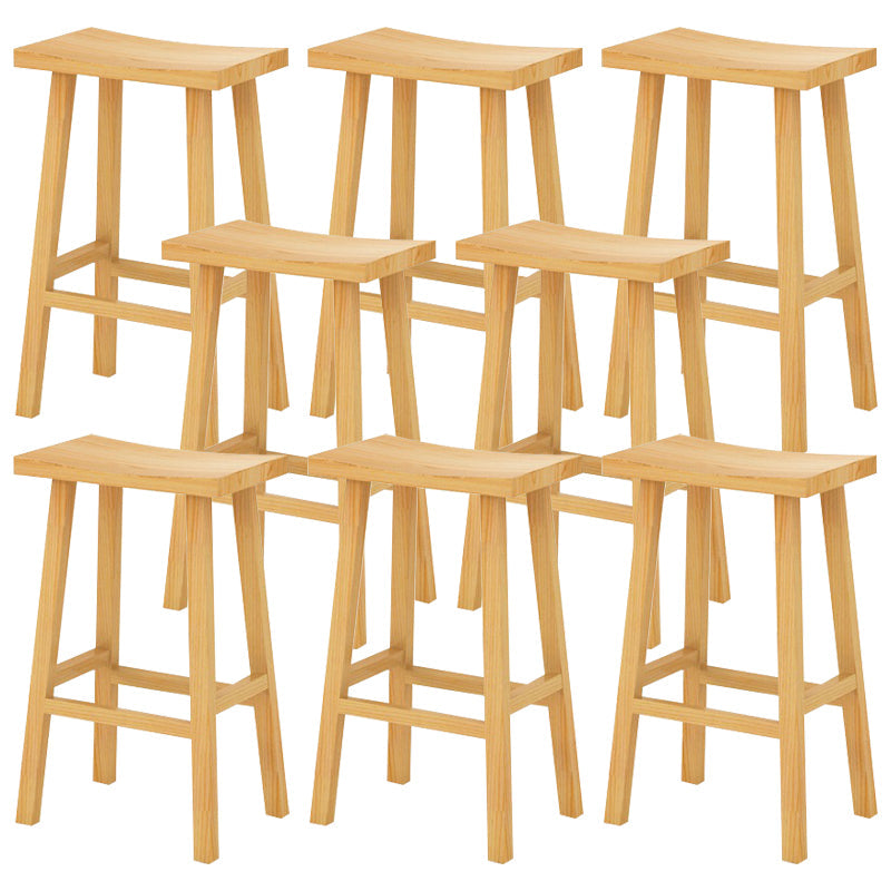 Coffee Shop Simple Wood Barstool Indoor Wood 4 Legs Bar Stool with Pedal Wood 8 Piece Set Clearhalo 'Bar Furniture' 'Bar Stools' 'bar_stools' 'furn' 'furn_bar_stools' 'Furniture' 'Kitchen & Dining Furniture' 5320071