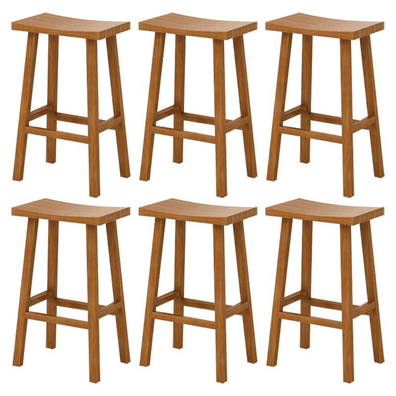 Coffee Shop Simple Wood Barstool Indoor Wood 4 Legs Bar Stool with Pedal Cherry Wood 6 Piece Set Clearhalo 'Bar Furniture' 'Bar Stools' 'bar_stools' 'furn' 'furn_bar_stools' 'Furniture' 'Kitchen & Dining Furniture' 5320076